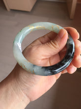 Load image into Gallery viewer, 58mm 100% Natural type A icy watery green dark carved flowers golden-painted round cut Jadeite Jade bangle PH73-5858