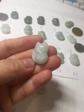 Load image into Gallery viewer, 100% natural type A dark green/light green/white/gray jadeite jade fox pendant necklace PC123