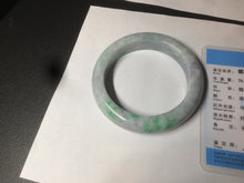 Load image into Gallery viewer, 58.3mm Certified 100% natural Type A sunny green/purple/yellow(Fu Lu Shou) chubby jadeite jade bangle AK55-1188