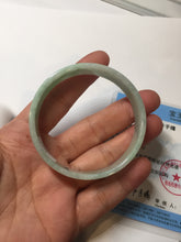 Load image into Gallery viewer, 52mm Certified Type A 100% Natural sunny green white square Jadeite Jade bangle AJ71-1346