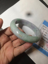 Load image into Gallery viewer, 58.3mm Certified 100% natural Type A sunny green/purple/yellow(Fu Lu Shou) chubby jadeite jade bangle AK55-1188