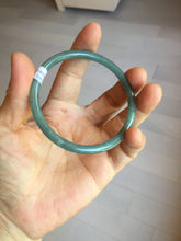 Load image into Gallery viewer, 57.5mm Certified Type A 100% Natural icy watery deep sea dark green/blue/gray/black Guatemala slim round cut Jadeite bangle PC65-7040