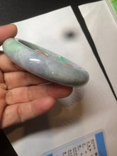 Load image into Gallery viewer, 58.3mm Certified 100% natural Type A sunny green/purple/yellow(Fu Lu Shou) chubby jadeite jade bangle AK55-1188