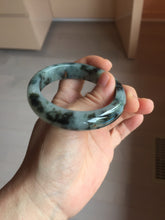 Load image into Gallery viewer, 53.5mm certified 100% natural Type A dark green black white Blooming Ink(水墨花开) jadeite jade bangle PB292-0508