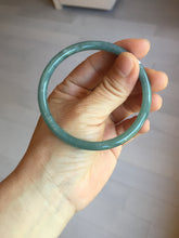 Load image into Gallery viewer, 57.5mm Certified Type A 100% Natural icy watery deep sea dark green/blue/gray/black Guatemala slim round cut Jadeite bangle PC65-7040