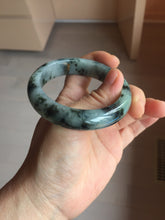 Load image into Gallery viewer, 53.5mm certified 100% natural Type A dark green black white Blooming Ink(水墨花开) jadeite jade bangle PB292-0508