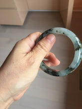 Load image into Gallery viewer, 53.5mm certified 100% natural Type A dark green black white Blooming Ink(水墨花开) jadeite jade bangle PB292-0508