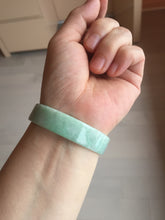 Load image into Gallery viewer, 52mm Certified Type A 100% Natural sunny green white square Jadeite Jade bangle AJ71-1346
