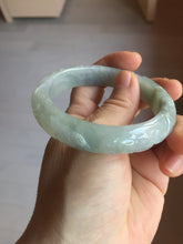 Load image into Gallery viewer, 55.3mm Certified Type A 100% Natural light green with carved Ancient Coin, Auspicious Cloud, and Lingzhi Jadeite Jade bangle PD146-6252