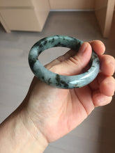 Load image into Gallery viewer, 53.5mm certified 100% natural Type A dark green black white Blooming Ink(水墨花开) jadeite jade bangle PB292-0508