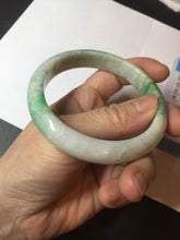 Load image into Gallery viewer, 58.5mm Certified type A 100% Natural sunny green/white Jadeite bangle AY86-3473