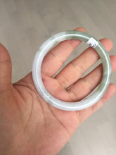 Load image into Gallery viewer, 58.7mm Certified Type A 100% Natural green white slim round cut Jadeite Jade bangle Y169-3693