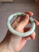 Load image into Gallery viewer, 58mm certified 100% natural type A green with green floating flowers carved flowers golden-painted round cut jadeite bangle PH149-5865