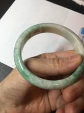 Load image into Gallery viewer, 58.5mm Certified type A 100% Natural sunny green/white Jadeite bangle AY86-3473