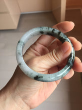 Load image into Gallery viewer, 57.2mm certified 100% natural Type A dark green black purple white Blooming Ink(水墨花开) jadeite jade bangle PB293-0507