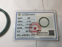 Load image into Gallery viewer, 53mm Certified Type A 100% Natural dark green/blue/gray Guatemala slim round cut Jadeite bangle PJ18-2595