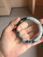 Load image into Gallery viewer, 57.2mm certified 100% natural Type A dark green black purple white Blooming Ink(水墨花开) jadeite jade bangle PB293-0507
