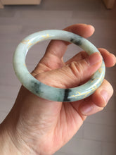 Load image into Gallery viewer, 58mm certified 100% natural type A green with green floating flowers carved flowers golden-painted round cut jadeite bangle PH149-5865