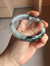 Load image into Gallery viewer, 57.2mm certified 100% natural Type A dark green black purple white Blooming Ink(水墨花开) jadeite jade bangle PB293-0507