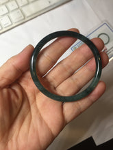 Load image into Gallery viewer, 53mm Certified Type A 100% Natural dark green/blue/gray Guatemala slim round cut Jadeite bangle PJ18-2595