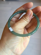 Load image into Gallery viewer, 56.5mm Certified Type A 100% Natural icy watery green/blue/black/gray slim round cut Guatemala Jadeite bangle PC63-7050