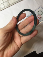 Load image into Gallery viewer, 53mm Certified Type A 100% Natural dark green/blue/gray Guatemala slim round cut Jadeite bangle PJ18-2595