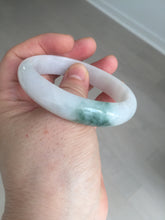 Load image into Gallery viewer, 52mm certified type A 100% Natural green/white oval jadeite jade bangle BK125-0256