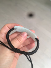 Load image into Gallery viewer, 100% natural type A yellow/white/green carved feather jadeite jade braided adjustable slider bracelet AX39