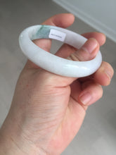 Load image into Gallery viewer, 52mm certified type A 100% Natural green/white oval jadeite jade bangle BK125-0256