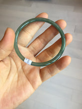 Load image into Gallery viewer, 56.5mm Certified Type A 100% Natural icy watery green/blue/black/gray slim round cut Guatemala Jadeite bangle PC63-7050