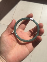 Load image into Gallery viewer, 56.5mm Certified Type A 100% Natural icy watery green/blue/black/gray slim round cut Guatemala Jadeite bangle PB14-5629