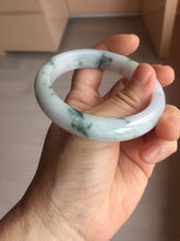 Load image into Gallery viewer, 56.8mm Certified Type A 100% Natural light purple white green with green floating flowers jadeite Jade bangle PB294-7301