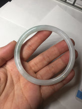 Load image into Gallery viewer, 59.5mm 100% natural certified light green/white round cut slim jadeite jade bangle BL43-1824