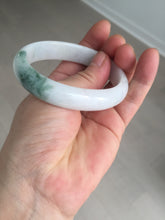 Load image into Gallery viewer, 52mm certified type A 100% Natural green/white oval jadeite jade bangle BK125-0256