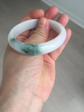 Load image into Gallery viewer, 52mm certified type A 100% Natural green/white oval jadeite jade bangle BK125-0256