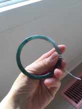 Load image into Gallery viewer, 55mm Certified Type A 100% Natural dark green/blue/gray with Guatemala slim round cut Jadeite bangle PJ94-2434