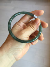 Load image into Gallery viewer, 62.5mm Certified Type A 100% Natural deep sea dark green/blue/black slim round cut Guatemala Jadeite bangle PC162-7020