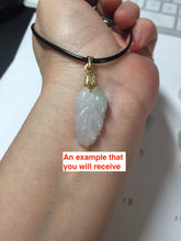 Load image into Gallery viewer, 100% natural type A icy watery white purple green jadeite jade leaf pendant group F157