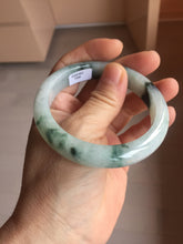 Load image into Gallery viewer, 56.5mm Certified Type A 100% Natural light purple white green with green floating flowers jadeite Jade bangle PB295-7300