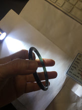 Load image into Gallery viewer, 58mm Type A 100% Natural half black half icy dark green/blue/gray Guatemala slim round cut Jadeite bangle PJ19-2615