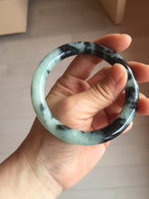 Load image into Gallery viewer, 58.5mm certified 100% natural type A dark green white with green floating flowers jadeite bangle PH148-5855