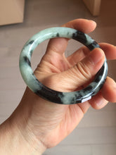 Load image into Gallery viewer, 58.5mm certified 100% natural type A dark green white with green floating flowers jadeite bangle PH148-5855