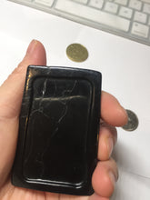 Load image into Gallery viewer, 100% Natural type A dark green black jadeite jade(墨翠, mocui) God of wealth General Guan (武财神关公) pendant pendant/worry stone AA64