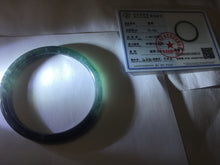Load image into Gallery viewer, 58mm Type A 100% Natural half black half icy dark green/blue/gray Guatemala slim round cut Jadeite bangle PJ19-2615