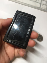 Load image into Gallery viewer, 100% Natural type A dark green black jadeite jade(墨翠, mocui) God of wealth General Guan (武财神关公) pendant pendant/worry stone AA64