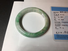 Load image into Gallery viewer, 58.5mm Certified type A 100% Natural sunny green/white Jadeite bangle AY87-3471