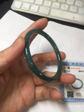 Load image into Gallery viewer, 56mm Certified Type A 100% Natural dark green/blue/gray Guatemala slim round cut Jadeite bangle PJ20-9698