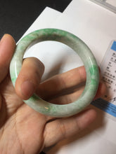 Load image into Gallery viewer, 58.5mm Certified type A 100% Natural sunny green/white Jadeite bangle AY87-3471