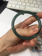 Load image into Gallery viewer, 56mm Certified Type A 100% Natural dark green/blue/gray Guatemala slim round cut Jadeite bangle PJ20-9698