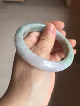 Load image into Gallery viewer, 55.5mm 100% Natural type A green purple carved plum blossom and golden-painted Jadeite Jade bangle PB226-0257